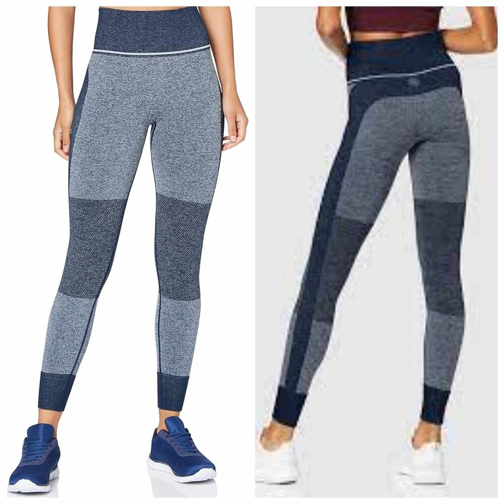 Aurique Biker Dot Hi-Rise Heather Blue Yoga Leggings Medium